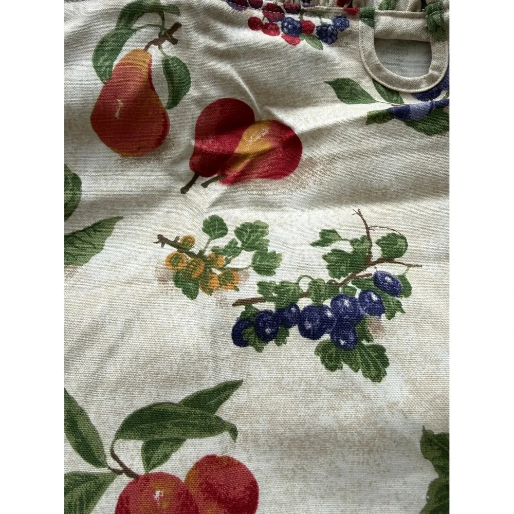 Longaberger Large Gathering Basket Fabric Liner Fruit Medley 16x10x11.5 Ruffled